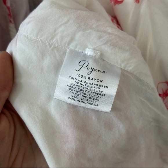 Piyamas Pink Hydrangea Kimono Wrap Robe SM - Picture 5 of 9